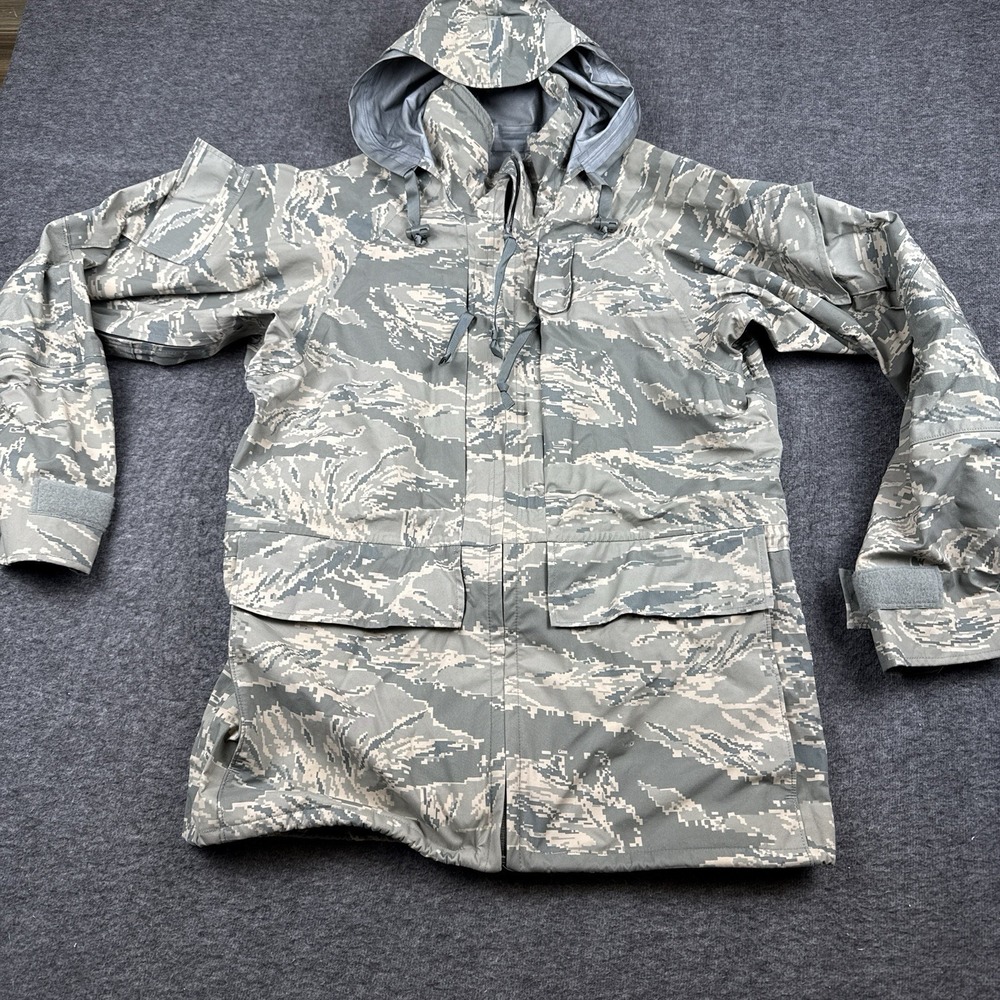 US Airforce Jacket Mens Small Regular Parka Military Tiger Stripe Camo APECS